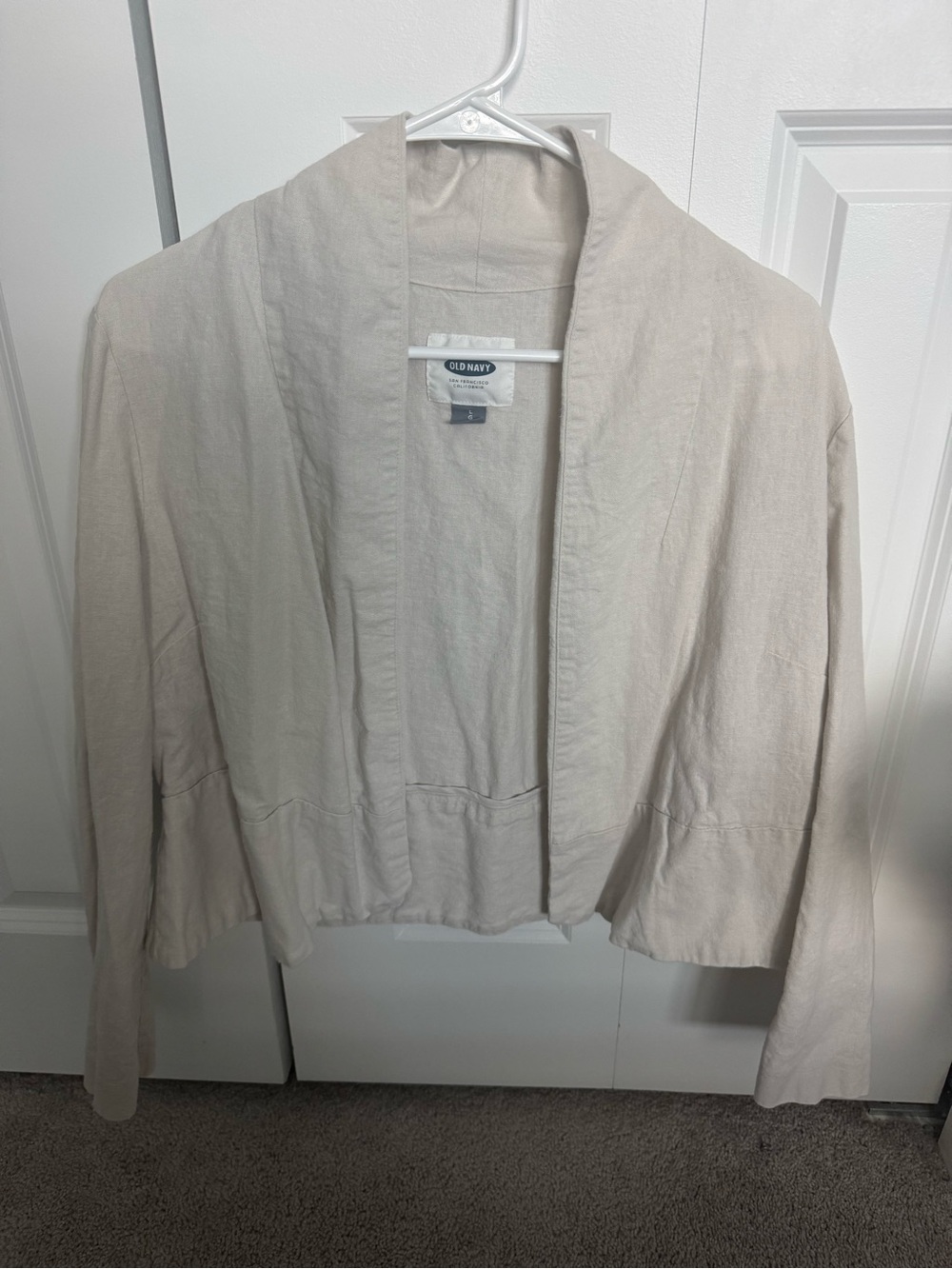 Old Navy Women's Light Cream Open-Front Cropped Blazer
